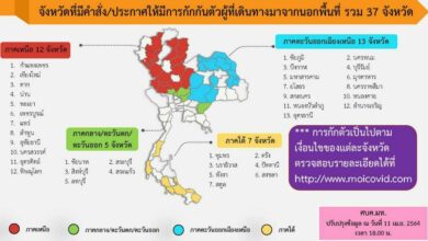 37 จังหวัดที่ต้องกักตัว