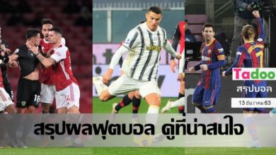 สรุปผลบอล คู่ที่น่าสนใจ ทุกสนาม 13ธค.63