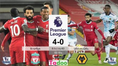ผลบอลเมื่อคืน ลิเวอร์พูล 4-0 วูล์ฟแฮมป์ตัน (คลิปไฮไลท์บอล)