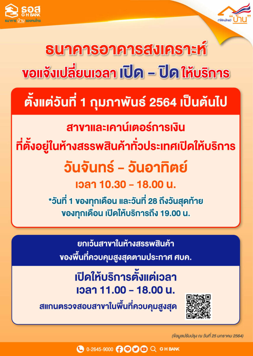 ธอส. เวลาให้บริการ