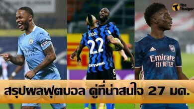 สรุปผลบอล คู่ที่น่าสนใจ ทุกสนาม 27 มค. 64