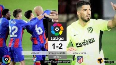 ผลบอลเมื่อคืน เออิบาร์ 1-2 แอต.มาดริด (คลิป)