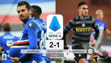 ผลบอล ซามพ์โดเรีย 2-1 อินเตอร์ (คลิป)