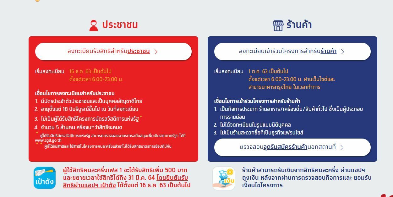 ลงทะเบียนคนละครึ่ง 2