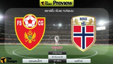 ดูบอลสด มอนเตเนโกร พบ นอร์เวย์ (ลิงก์)