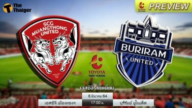 ดูบอลสด เอสซีจี เมืองทอง พบ บุรีรัมย์ ยูไนเต็ด (ลิงก์)