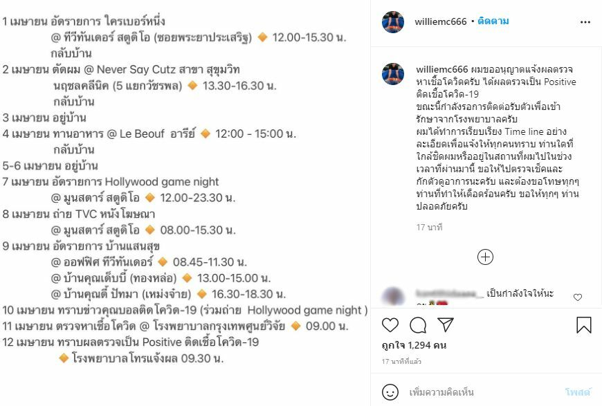 วิลลี่ติดโควิด
