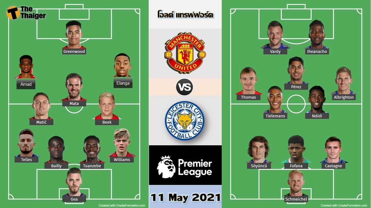 11 ผู้เล่นตัวจริง แมนฯ ยูไนเต็ด ปะทะ เลสเตอร์ ซิตี้