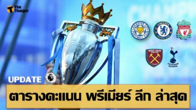 อัพเดท ตารางคะแนน พรีเมียร์ ลีก ล่าสุด