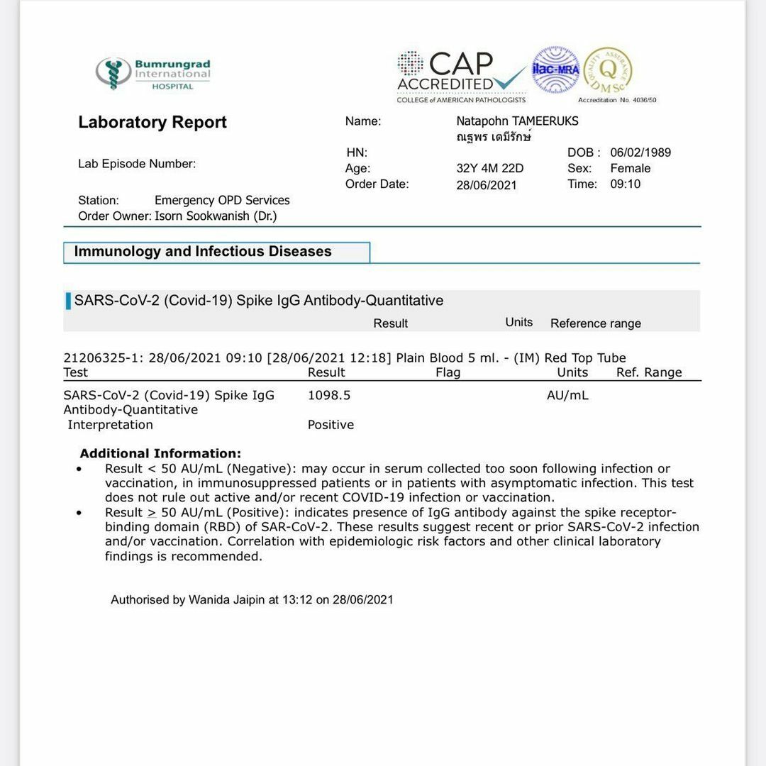 ผลตรวจ แต้ว