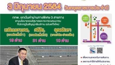 กทพ. ค่าผ่านทางพิเศษ 3 มิ.ย.