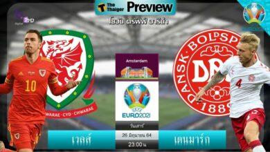 ดูบอลสด ยูโร 2020 เวลส์ พบ เดนมาร์ก สดทาง ช่อง NBT