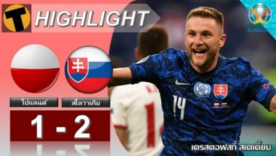 ผลบอล โปแลนด์ 1-2 สโลวาเกีย (ไฮไลท์บอล)