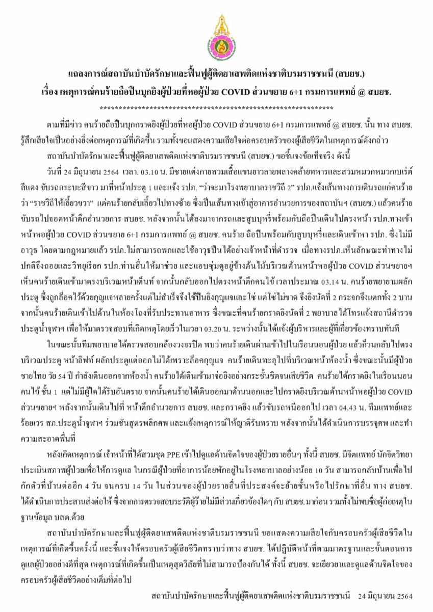 สถาบันธัญญารักษ์ กราดยิง