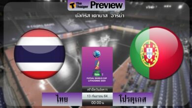 วันนี้ PPTV ยิงสด ฟุตซอลชิงแชมป์โลก ไทย พบ โปรตุเกส 13 กย.