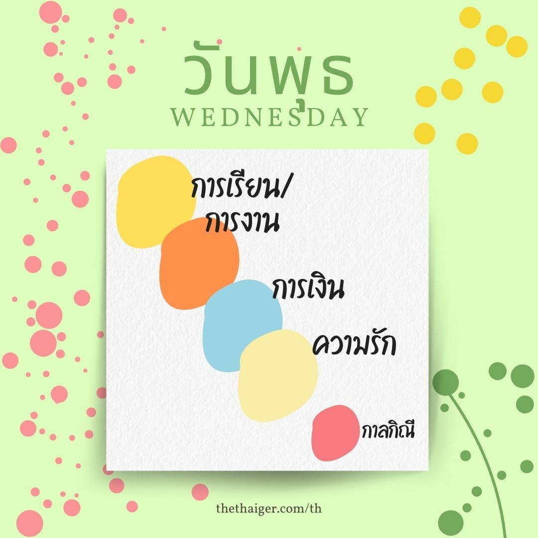 ตารางสีเสื้อมงคลวันพุธ