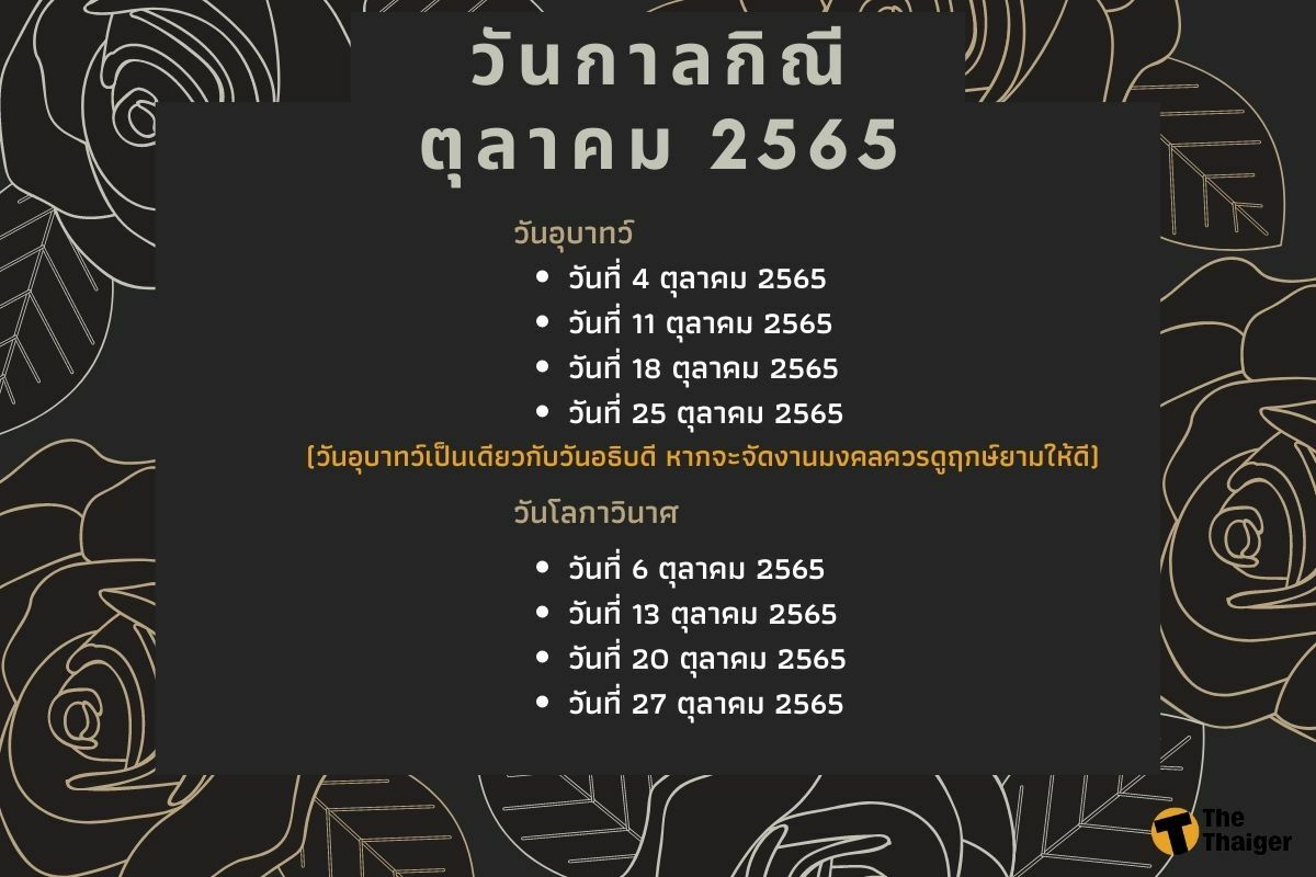 วันกาลกิณี ต.ค. 65 