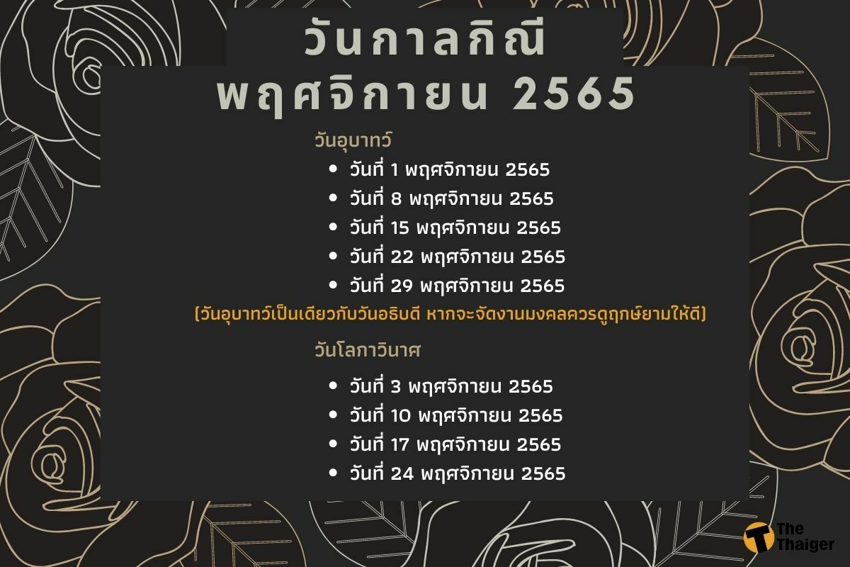 วันกาลกิณีเดือนพฤศจิกา 2565 