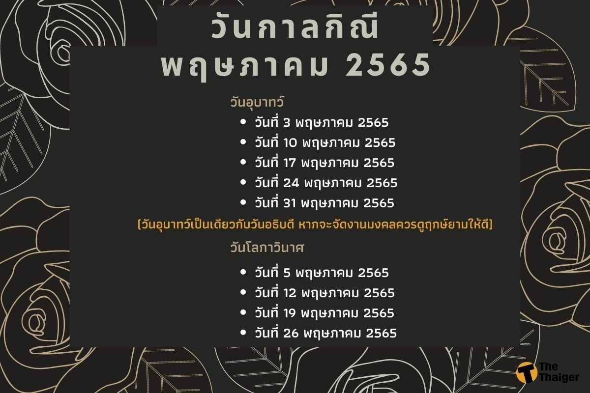 วันกาลกิณีเดือนพ.ค. 65 