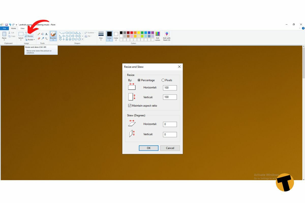 ลดขนาดไฟล์ภาพ Paint