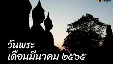 วันพระเดือนมีนาคม 2565