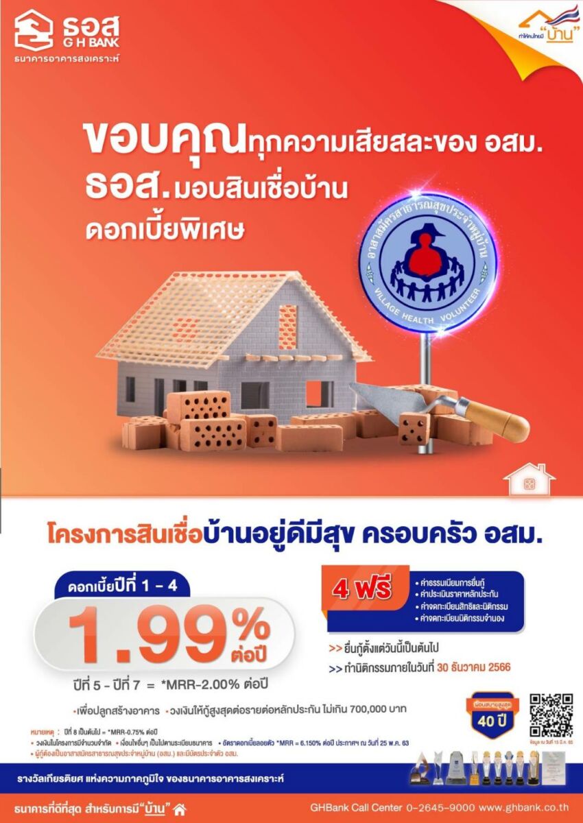 สินเชื่อบ้านอยู่ดีมีสุขครอบครัว อสม.