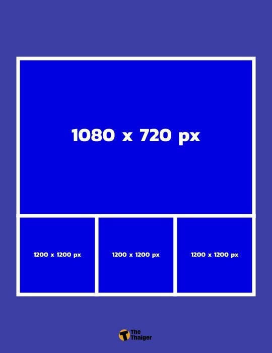 8. ขนาดรูป Facebook อัลบั้ม แนวนอน 4 รูป