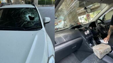 อิฐ ตกใส่รถ