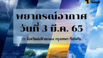 พยากรณ์อากาศวันนี้ 3 มีนาคม 2565