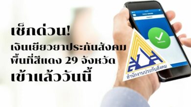 เงินเยียวยาประกันสังคมพื้นที่สีแดง 29 จังหวัด