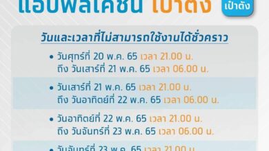 ช่วงเวลาปิดปรับปรุง แอปเป๋าตัง