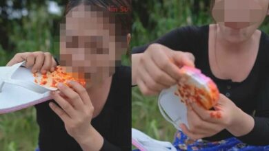 กินรองเท้าแตะ สาวกัมพูชา