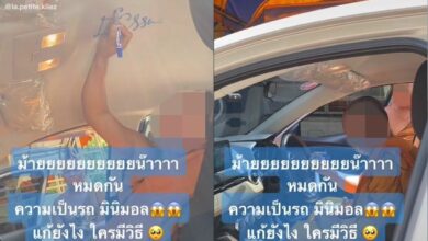 หลวงพ่อใช้ปากกาเคมีเจิมรถ