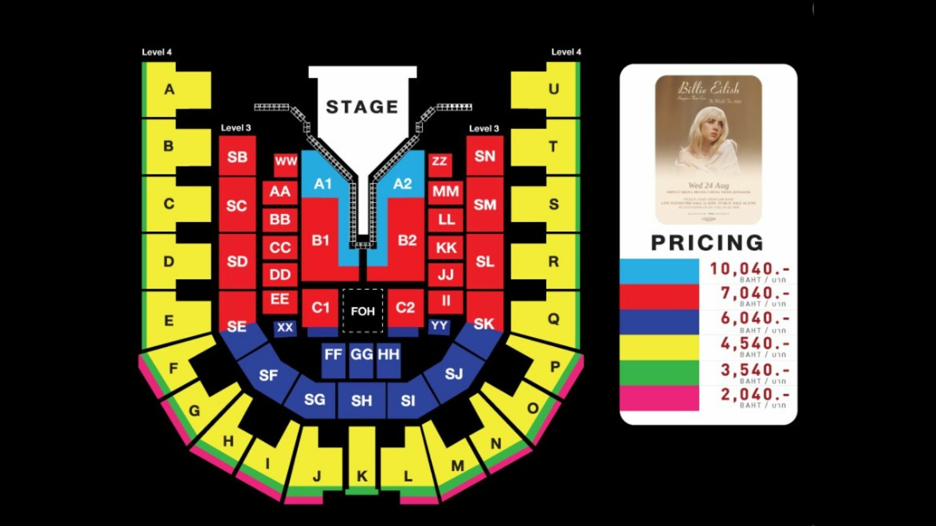 ราคาบัตรคอนเสิร์ต Billie Eilish ในประเทศไทย 