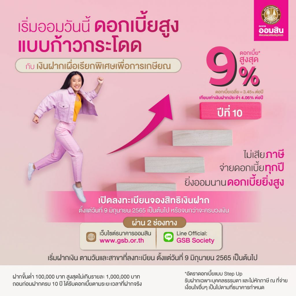 ออมสิน 'เงินฝากเพื่อการเกษียณ' เงื่อนไข