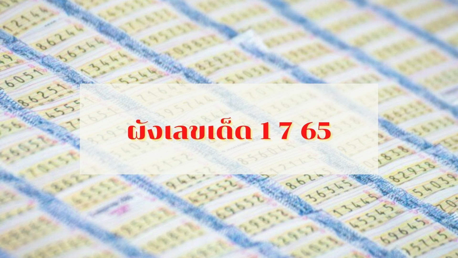 ผังเลขเด็ด 1 7 65 คอหวยรีบซื้อ ! ก่อนกลายเป็นเลขดังงวดนี้