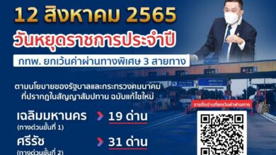 ค่าทางด่วน 12 ส.ค. 2565