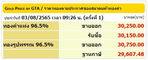 ราคาทอง 3 8 65