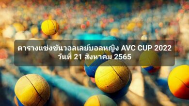 ตารางแข่งขันวอลเลย์บอลหญิง AVC CUP 2022 วันที่ 21 สิงหาคม