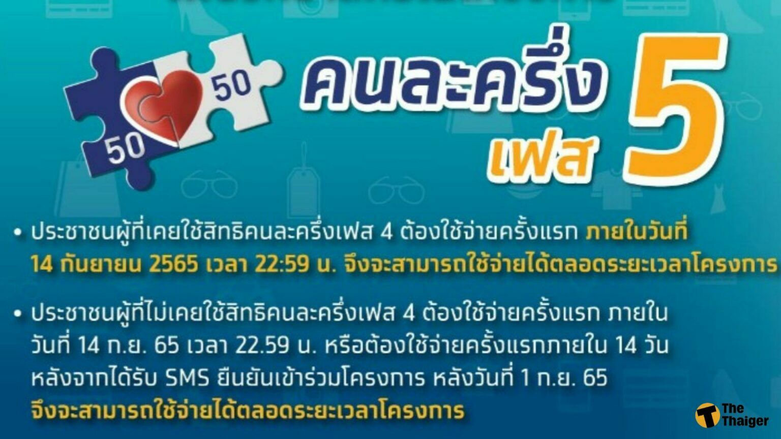 เงื่อนไขคนละครึ่งเฟส 5 รายเก่า รายใหม่ ระยะเวลาใช้สิทธิ 800 บาท