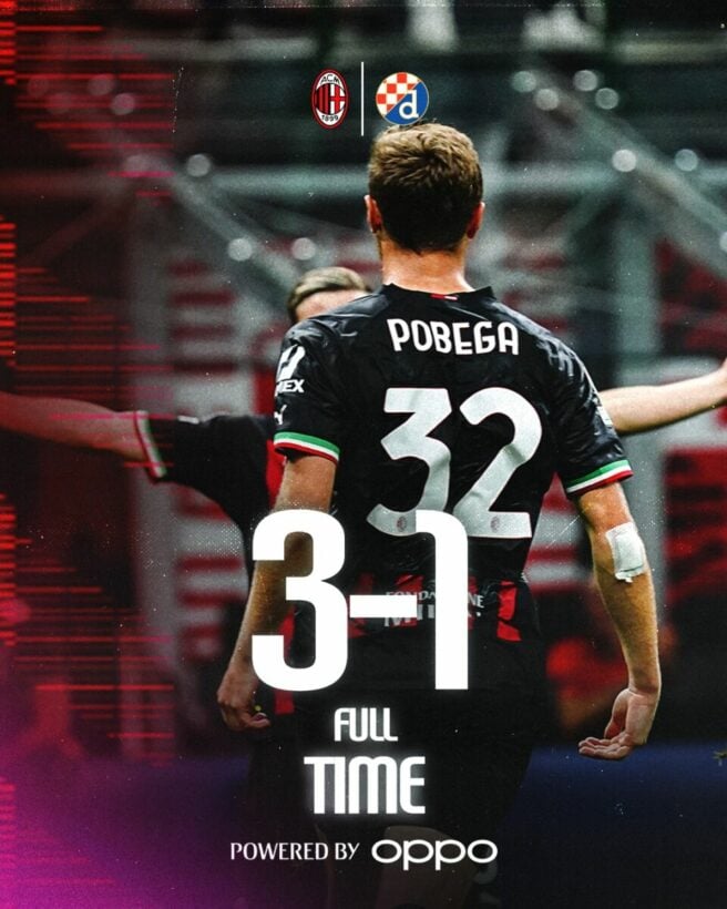 ผลบอลเมื่อคืนนี้ แชมเปี้ยนส์ลีก เอซี มิลาน ดินาโม ซาเกร็บ