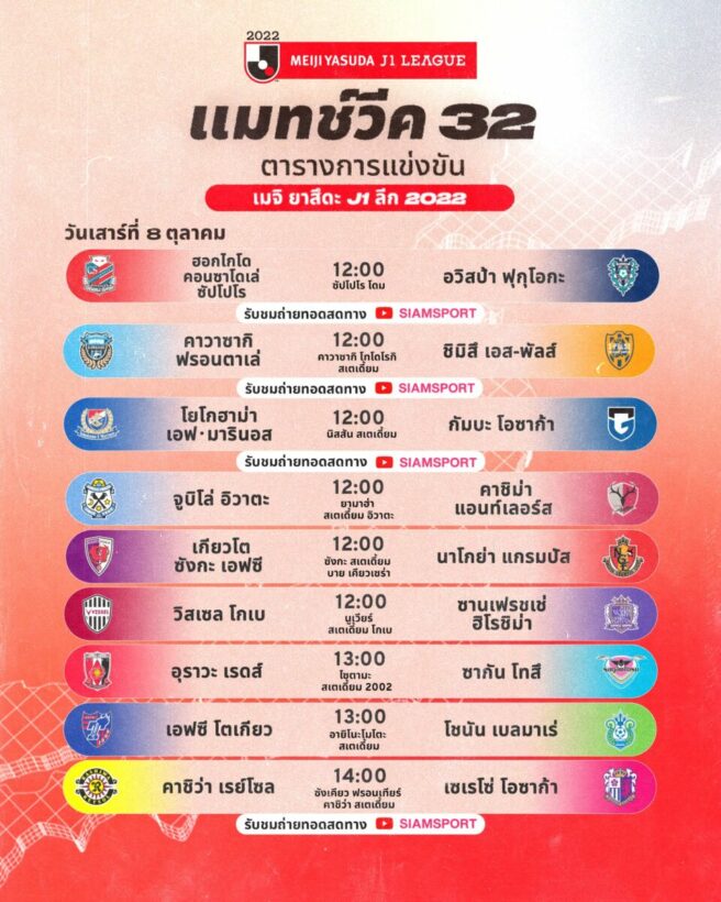 ตารางแข่งขัน เจลีก ญี่ปุ่น