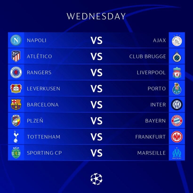 โปรแกรมแข่งขัน ยูฟ่า แชมเปี้ยนส์ ลีก