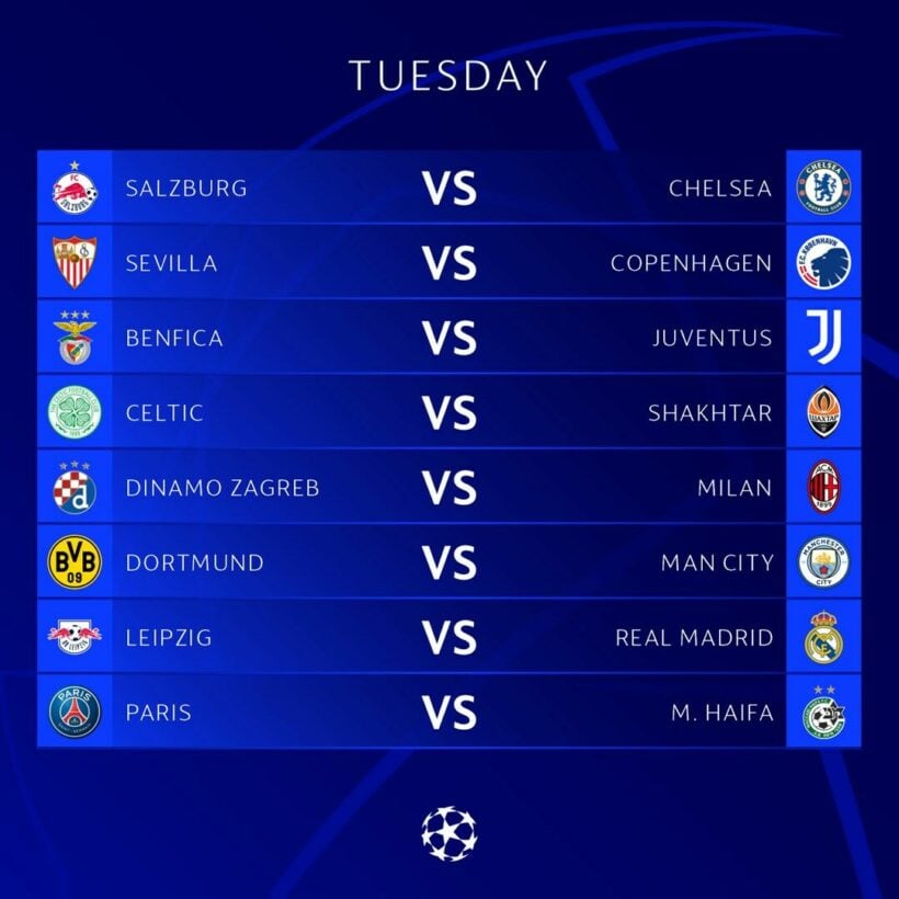 โปรแกรมแข่งขัน ยูฟ่า แชมเปี้ยนส์ ลีก