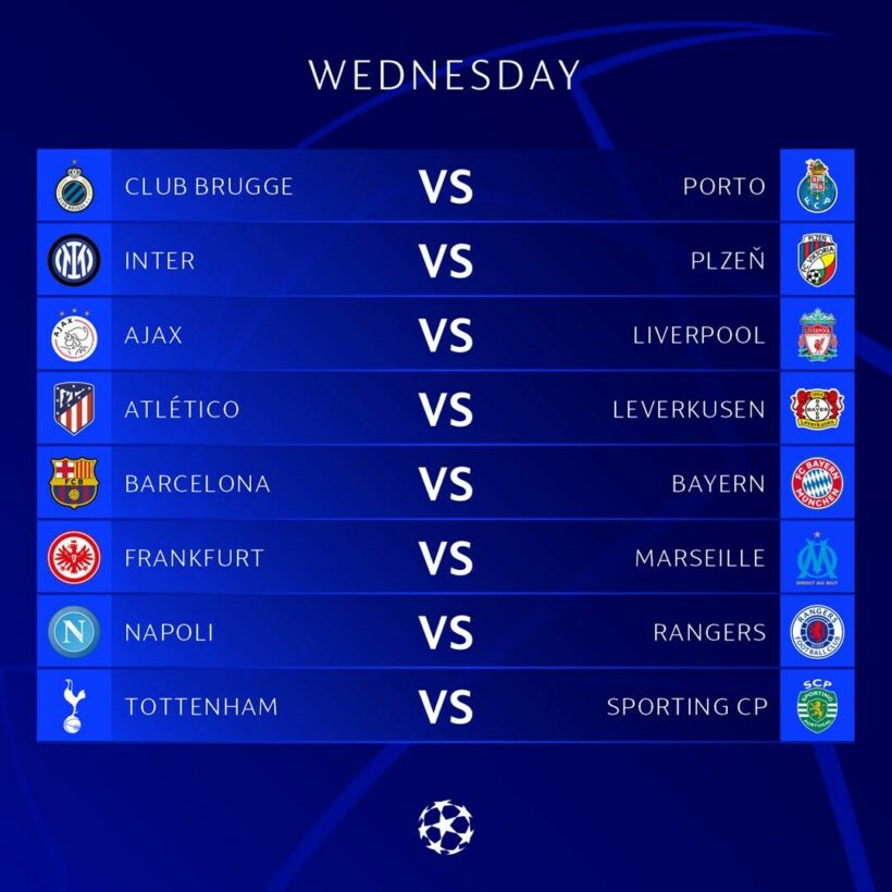 โปรแกรมแข่งขัน ยูฟ่า แชมเปี้ยนส์ ลีก