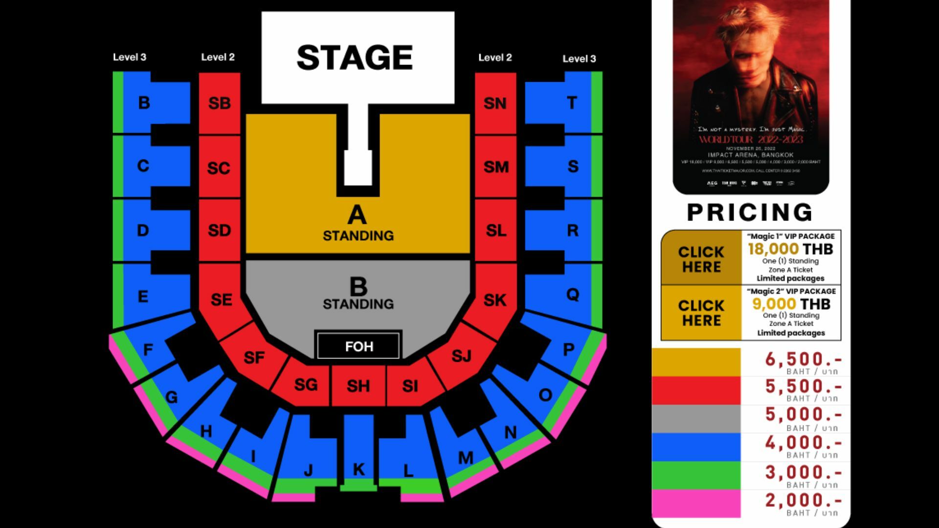 กดบัตรคอน Jackson Wang ราคา