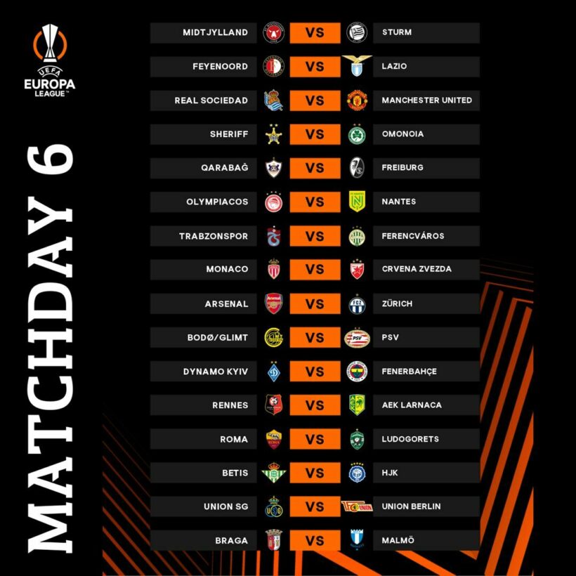 โปรแกรมแข่งขัน ยูโรปา ลีก