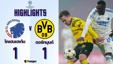 ผลบอล แชมเปี้ยนส์ลีก โคเปนเฮเก้น ดอร์ทมุนด์