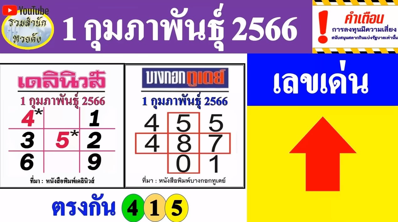 เทียบเลขเด็ดสำนักดัง เดลินิวส์ บางกอกทูเดย์ งวด 1 2 66 ให้เลขคล้ายอีกงวด |  Thaiger ข่าวไทย