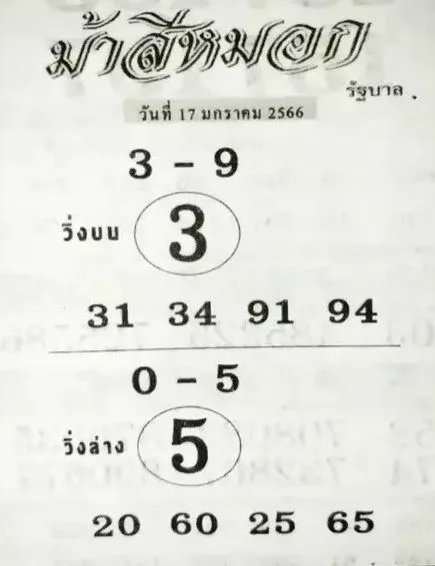 หวยม้าสีหมอก 17 1 66